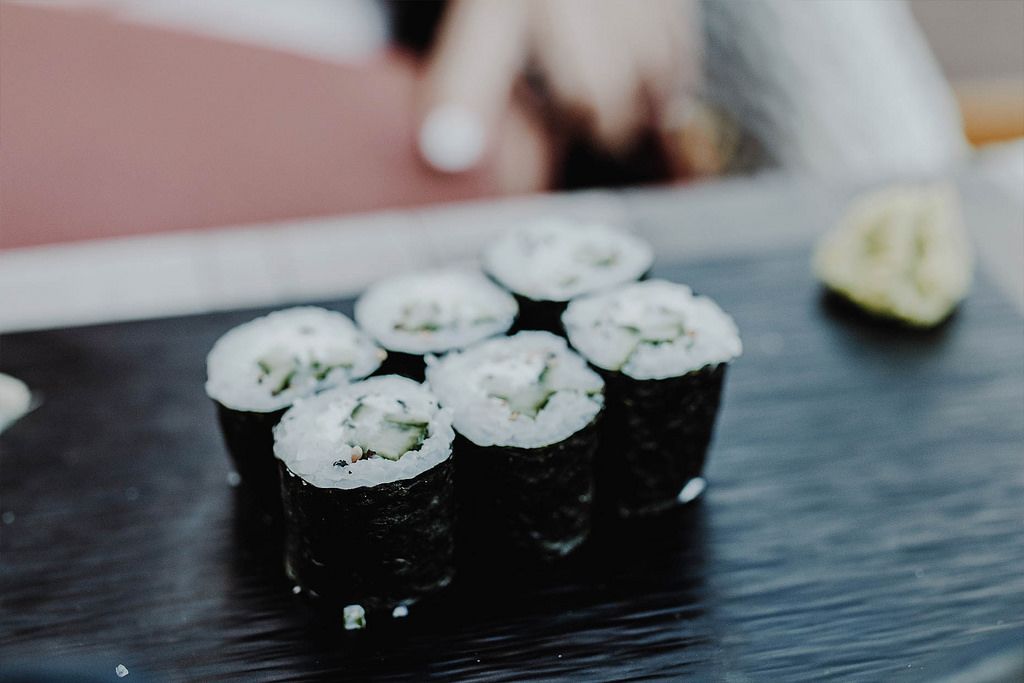 Vegetarian sushi with cucumbers