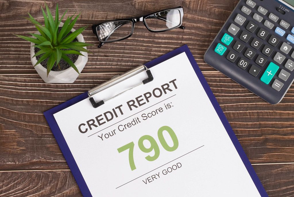 Very Good Credit Score Report Of 790 On Wooden Desk Creative Commons
