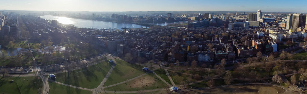 View over Boston Common, Charles River and Beacon Hill