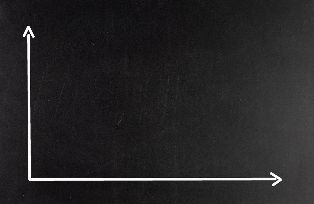 Weißes leeres Diagramm zeigt nur Achsen vor schwarzem Hintergrund