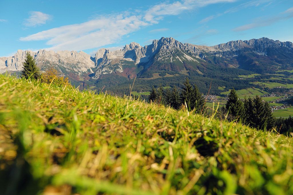 Wilder Kaiser in Austrian ski resort landscape (Flip 2019)