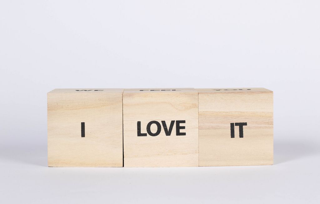 Wooden Blocks with the I love it text