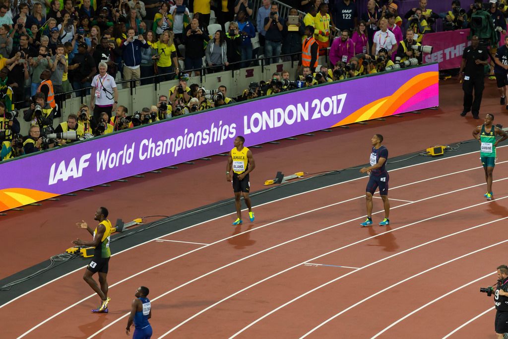 Yohan Blake, Usain Bolt und weitere 100-Meter-Läufer IAAF Leichtathletik-Weltmeisterschaften 2017 in London
