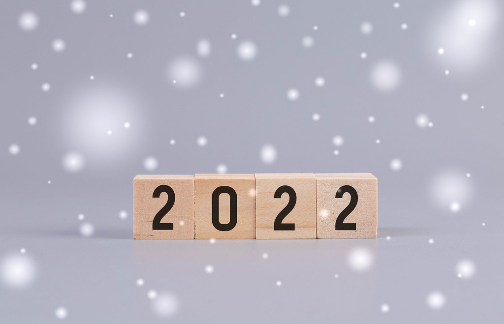 2022 text on wooden blocks