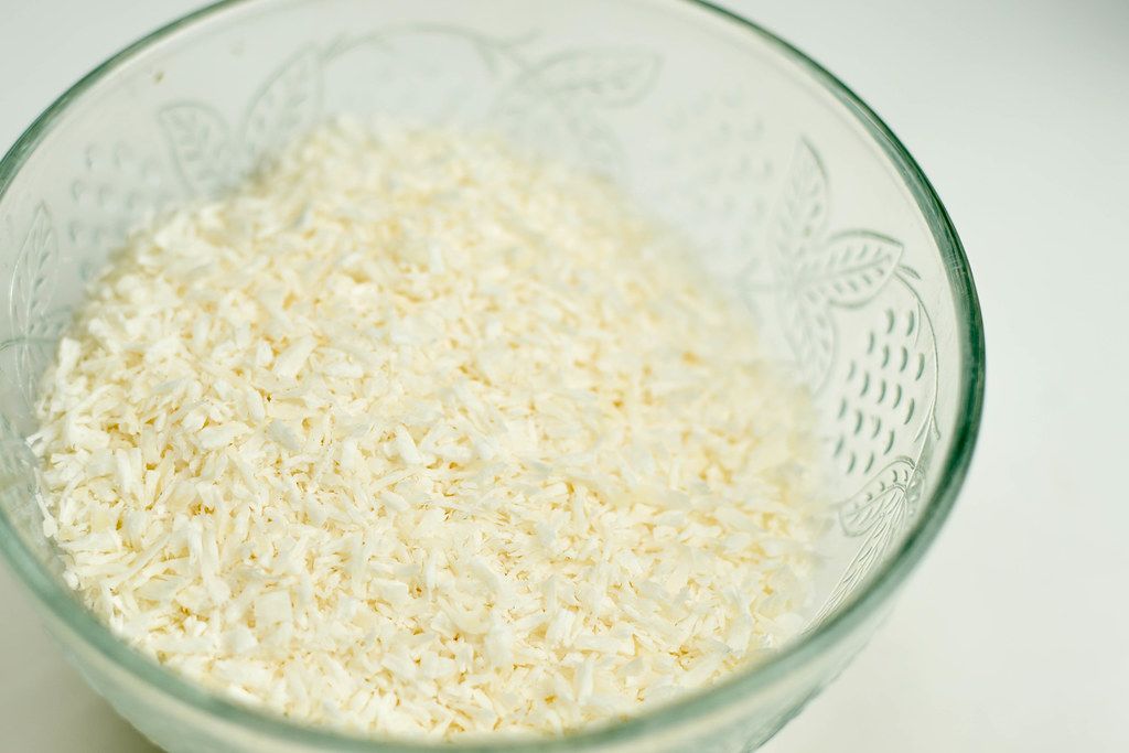 A bowl of coconut flakes
