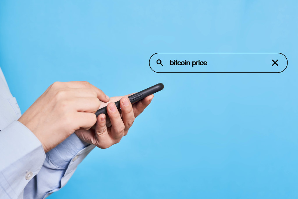 A person searching information about bitcoin price