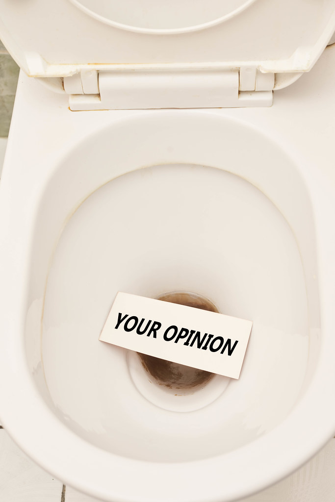 A phrase Your opinion in the toilet bowl