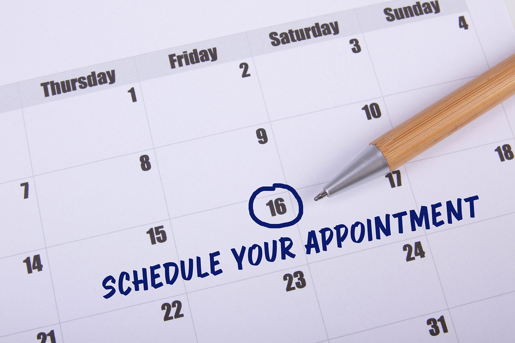 Appointment date marked on the calendar