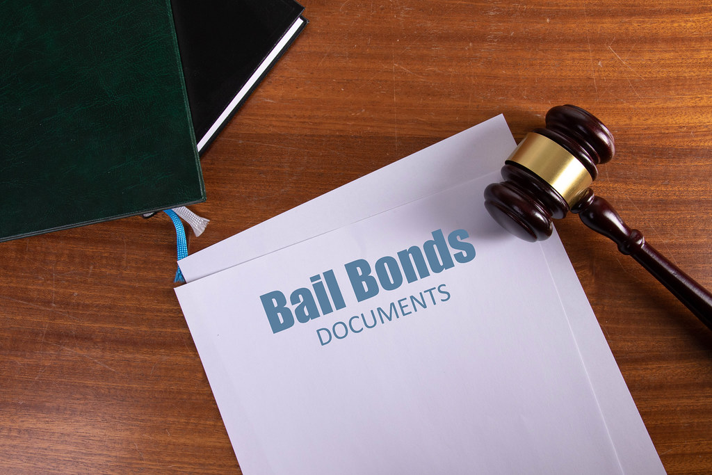 Bail Bonds Documents on table with judge gavel