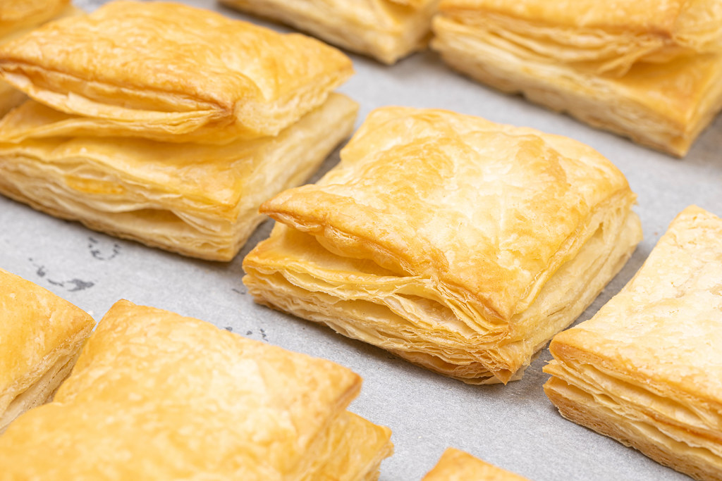 Baked Puff Pastry on the baking tray