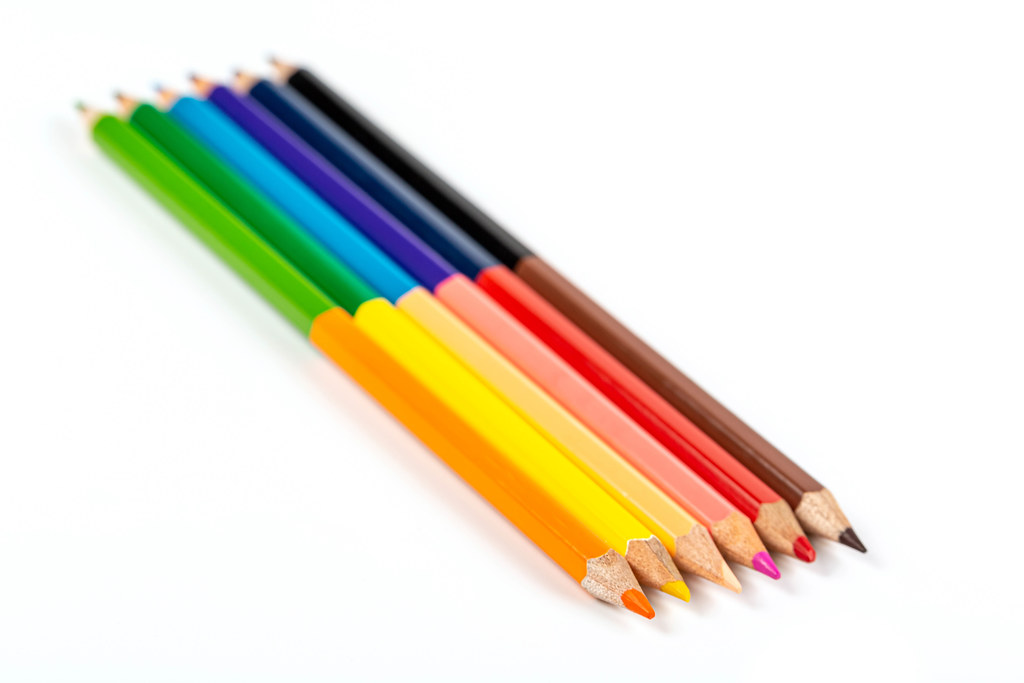 Bilateral colored pencils on white