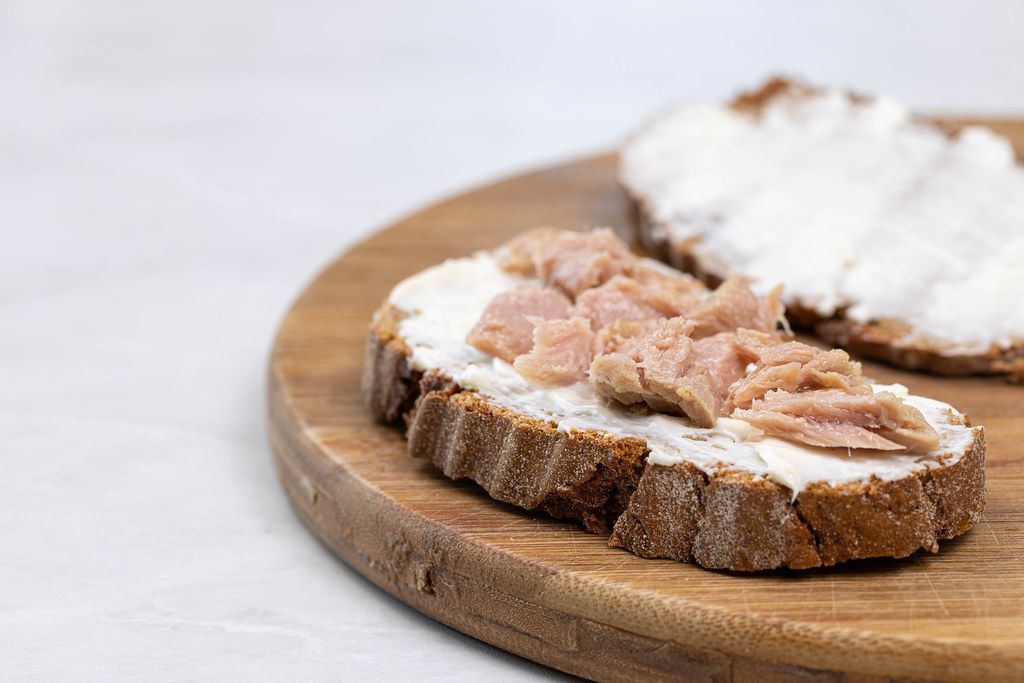 Bread with Cheese and Tuna fish spread