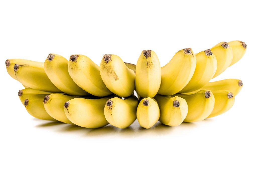 Bunch of baby banana on white background