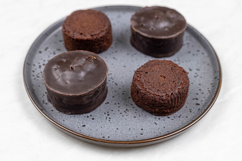 Chocolate Muffins served on the round fancy plate