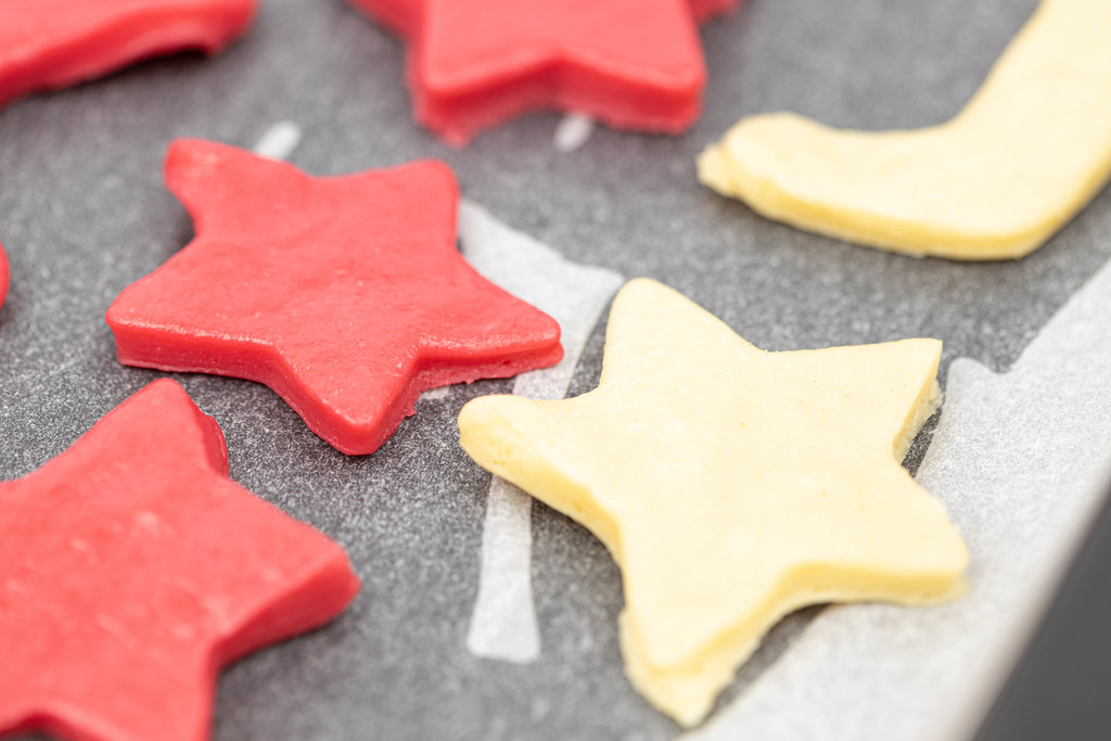Christmas Star cookies made with colored dough