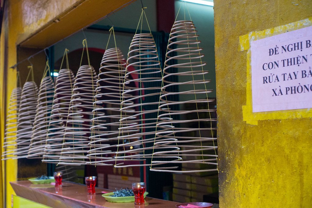 Close Up of Hanging Incense Cones sold at Quan Am Pagoda in Chinatown in Ho Chi Minh City, Vietnam