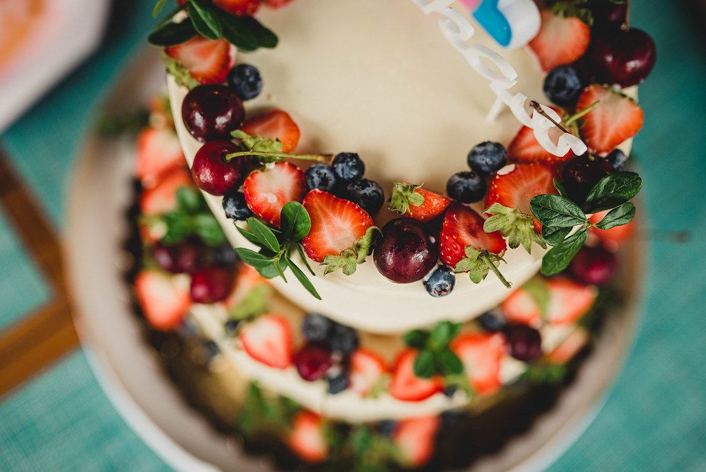 Close Up of Kid Prty Cheese Cake With Berries