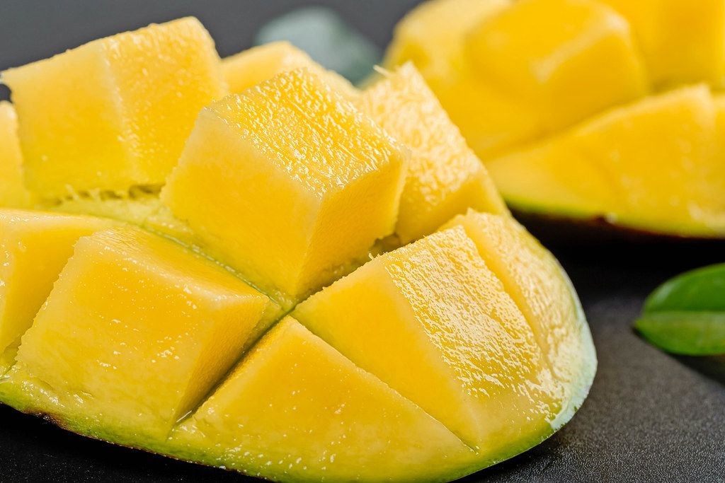 Close-up of slices of ripe mango