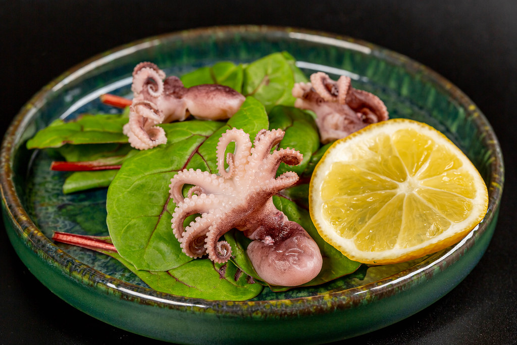 Close up, salad with octopus