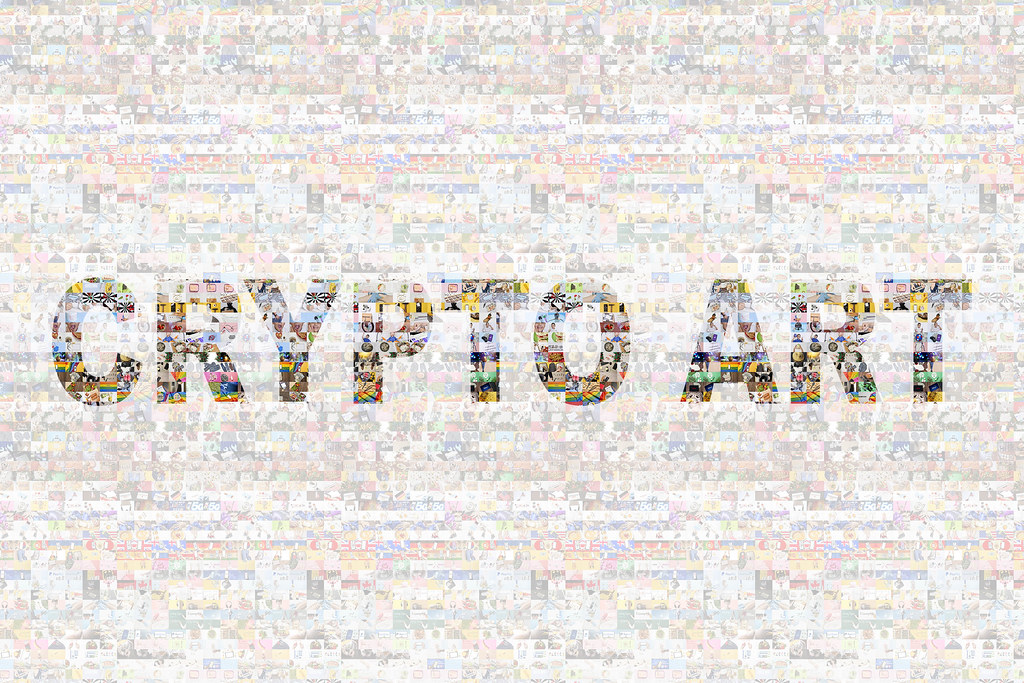 Collage art made of photos and with text - Crypto art
