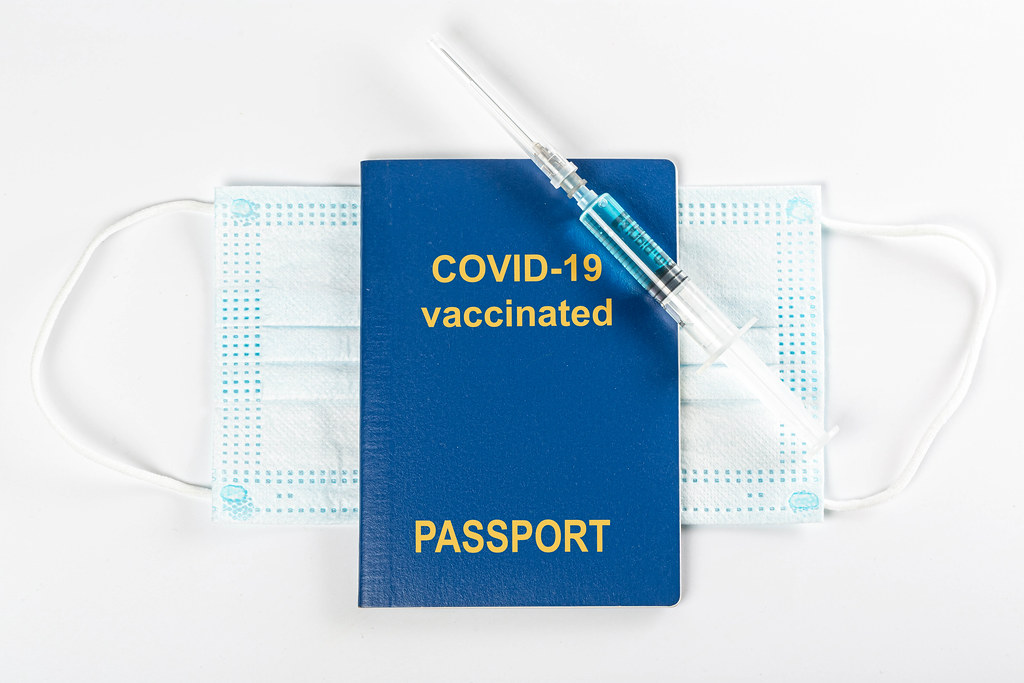 Concept of global vaccination, passport for those who received the coronavirus vaccine