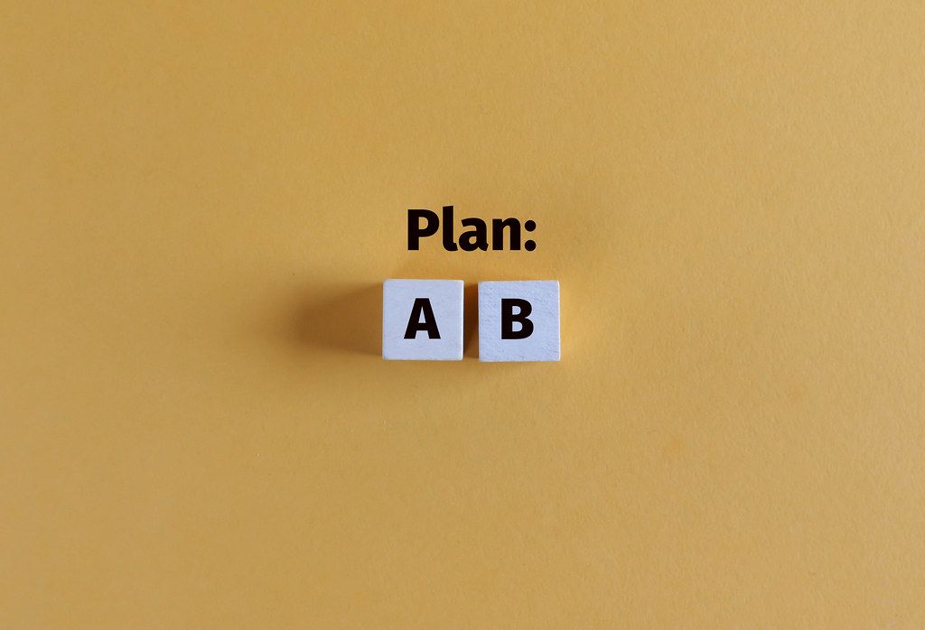 Conceptual image of business planning and different options