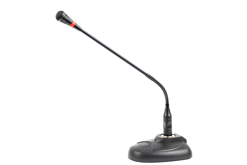 Conference Microphone with stand isolated above white background