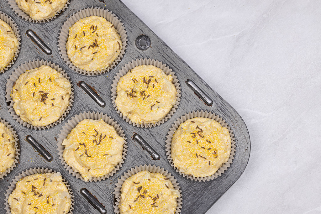 Cornbread Muffins with Cheese ready for baking