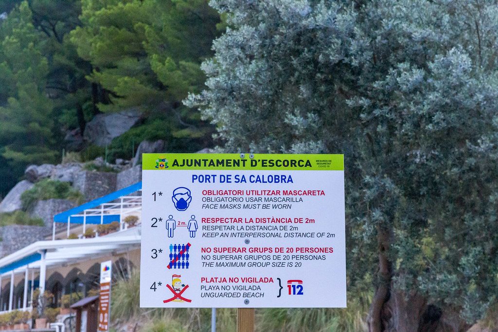 Coronavirus: social distancing rules in summer 2020 at Port de Sa Calobra, tourist destination on Majorca