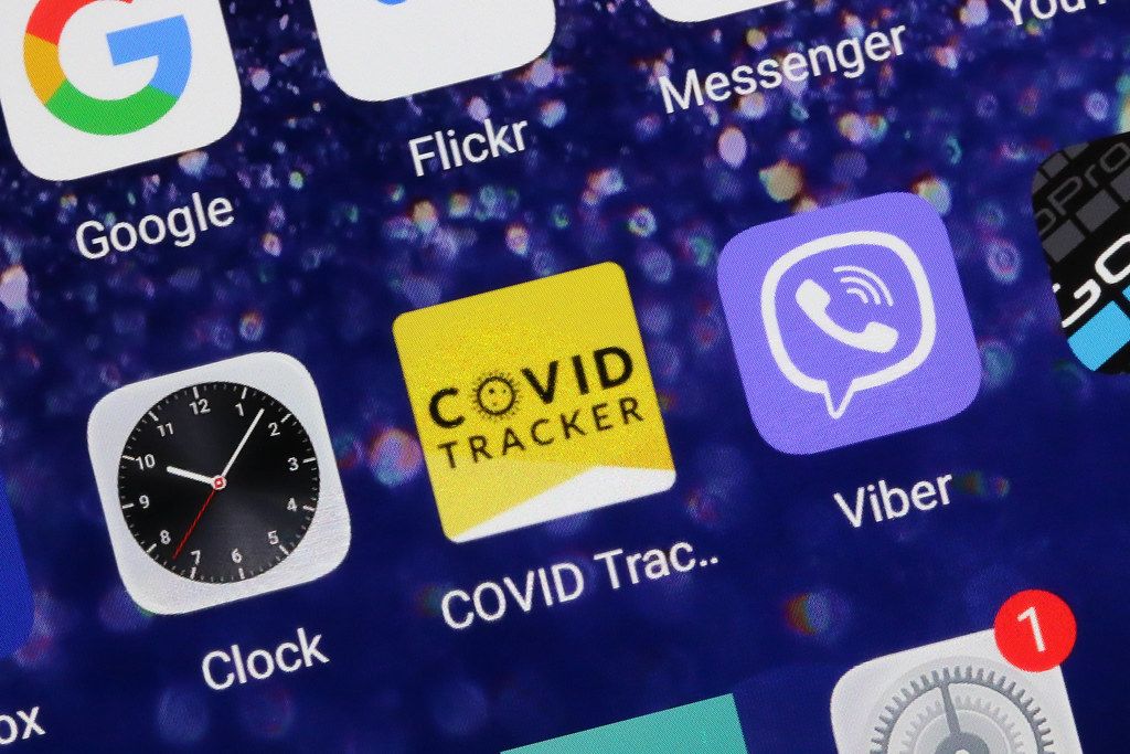 Covid Tracker app on smartphone screen