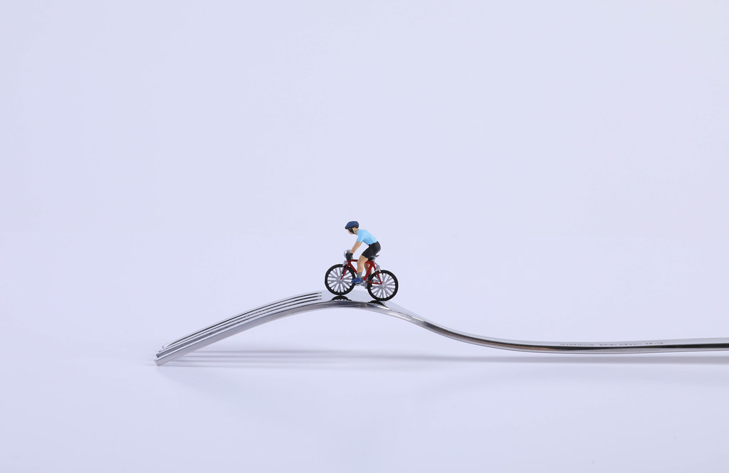 Cyclist on a fork