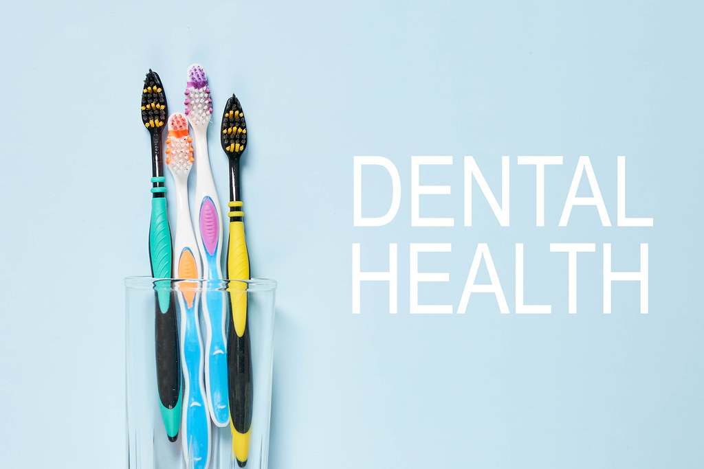 Dental health concept with toothbrushes