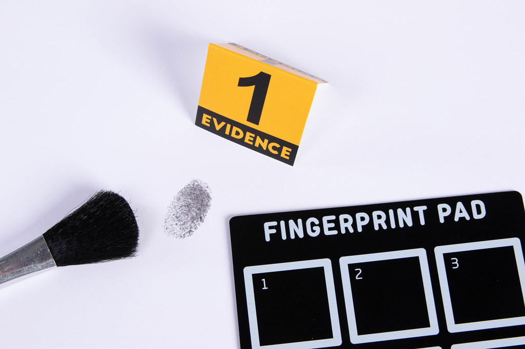 Detective examining fingerprints information
