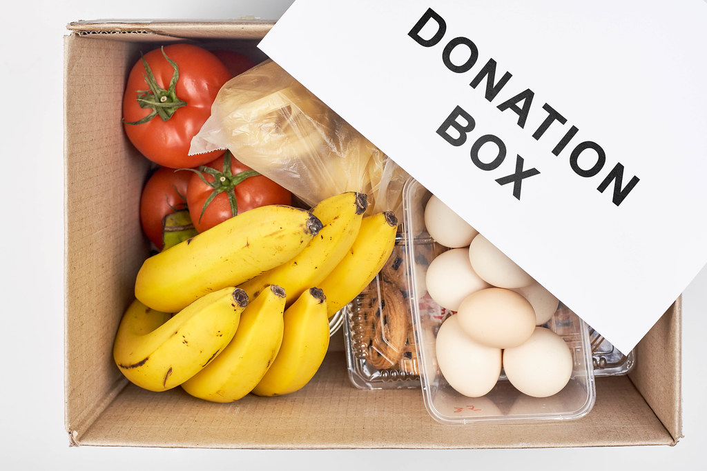 Donation box with various food