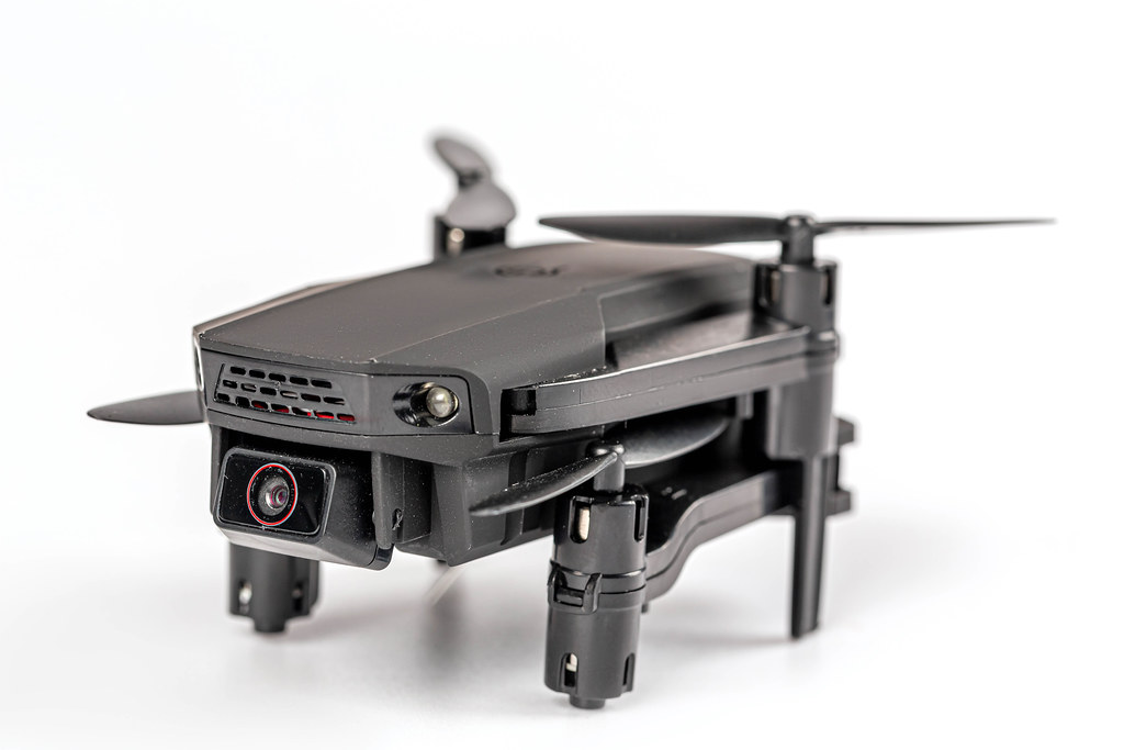 Drone quadcopter with camera, close-up