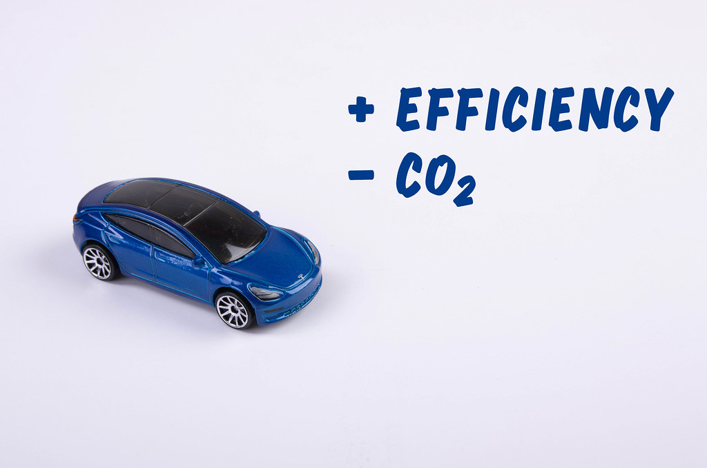 Electric toy car with CO2 Efficiency text