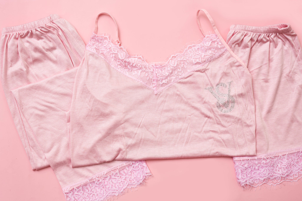 Female's silk pink pajamas