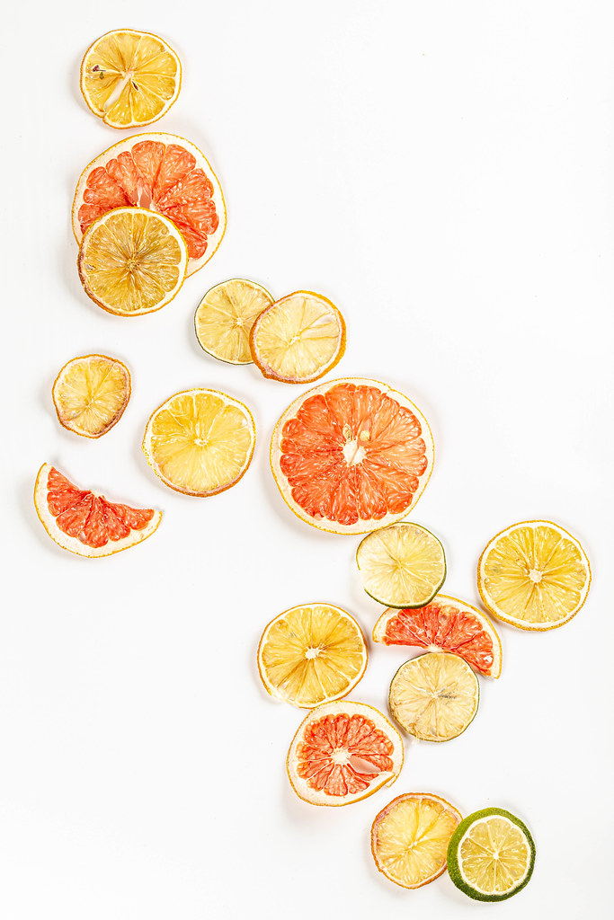 Food background with dried citrus slices