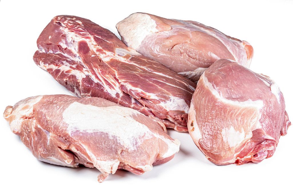 Fresh raw pork meat on white background