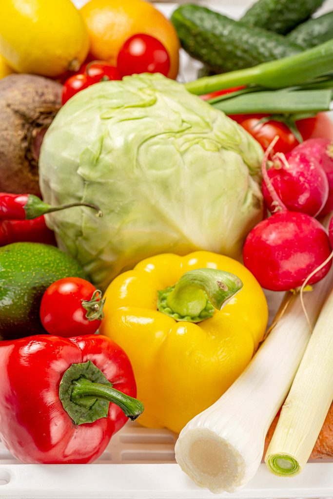 Fresh vegetables background, close up