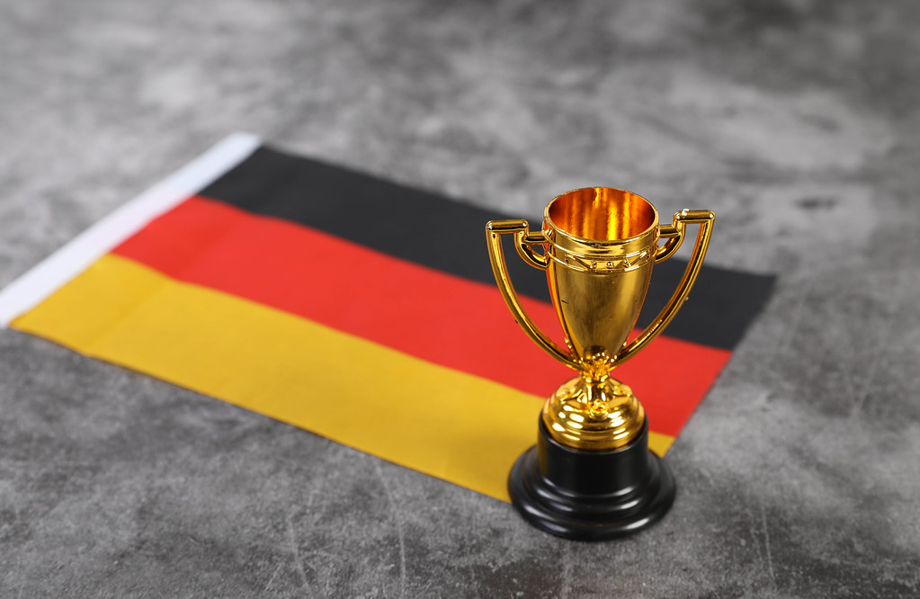 Golden trophy with flag of Germany