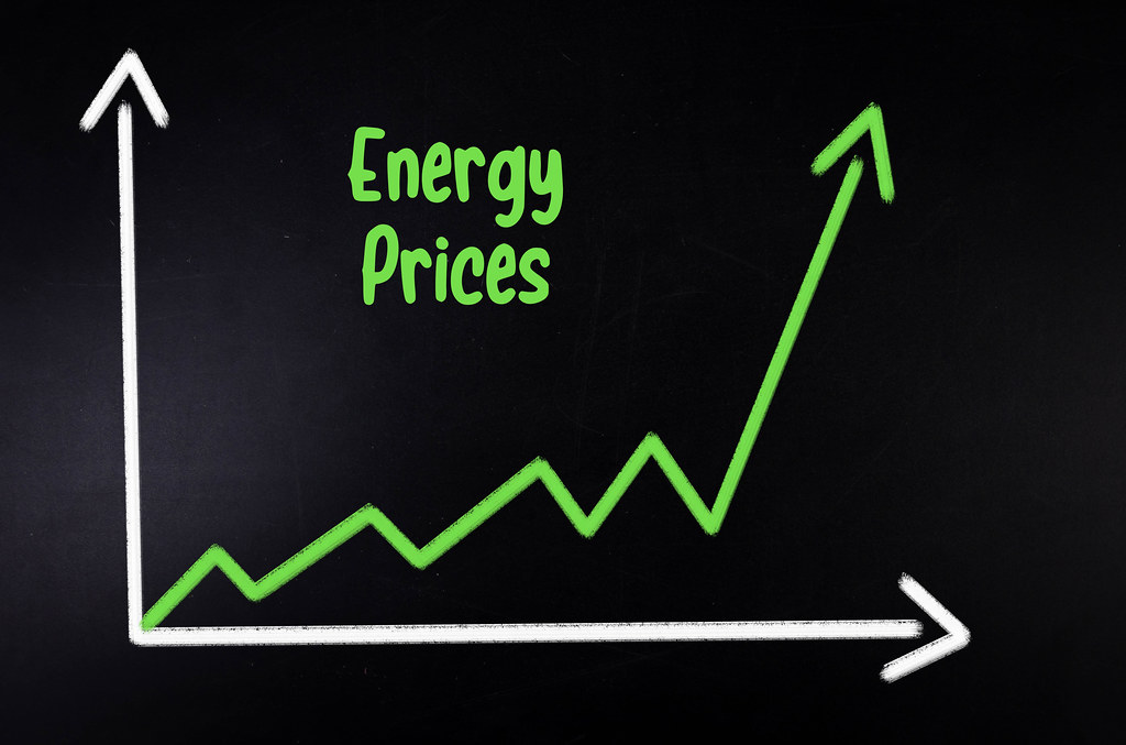 Graph of Energy Prices on a black chalkboard