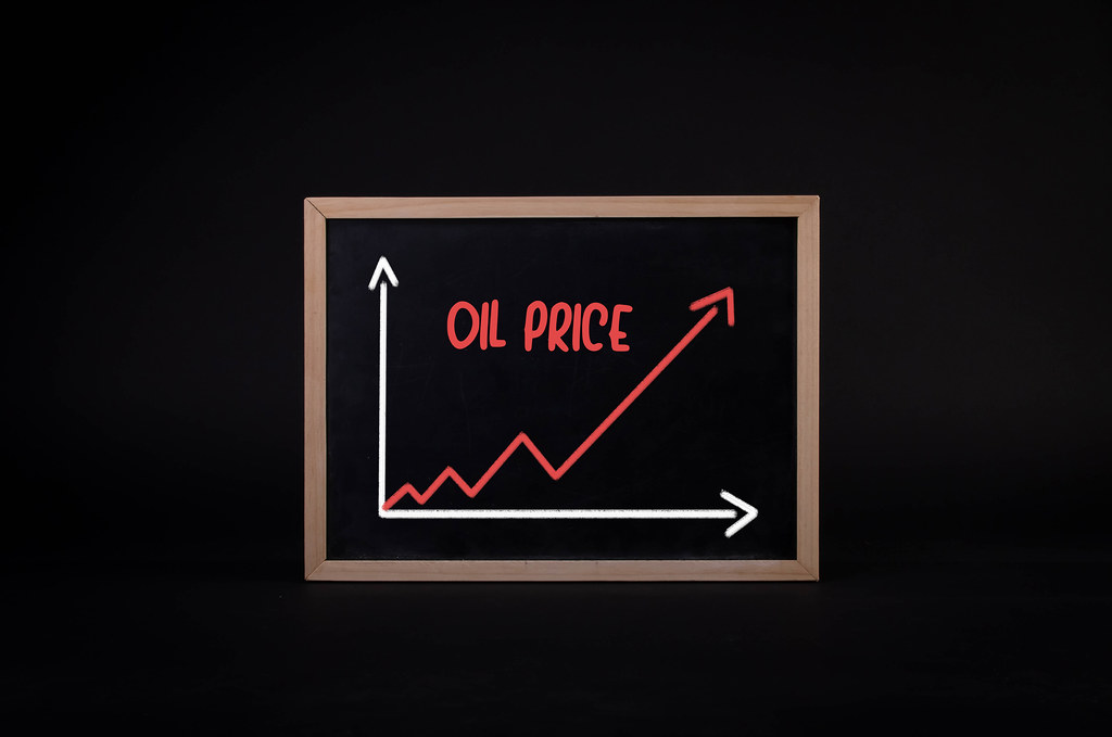 Graph of oil price on a blackboard