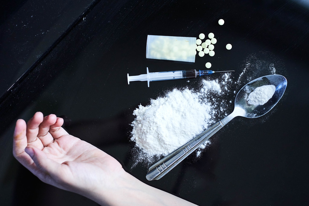 Hard drug overdose and addiction concept