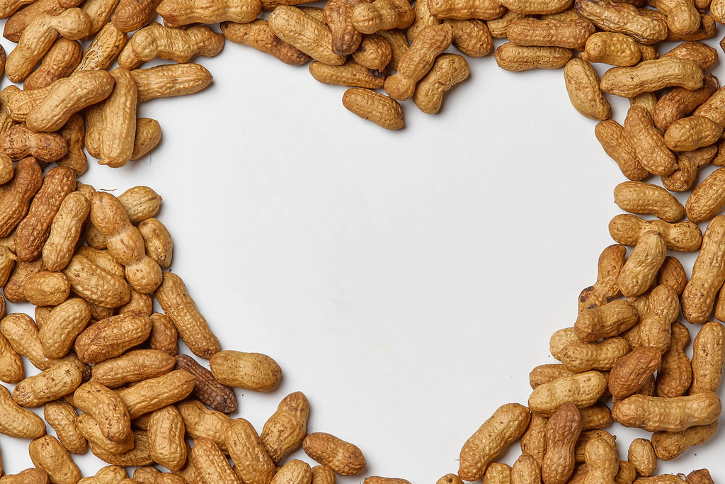 Heart shape made of peanuts