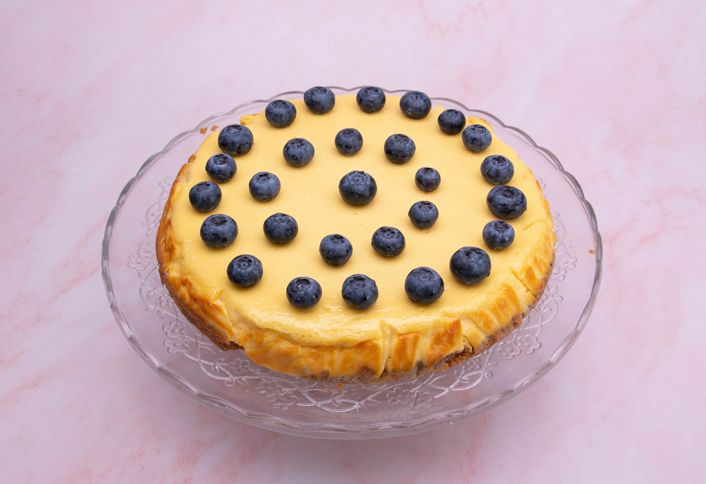 Homemade cheesecake with blueberries
