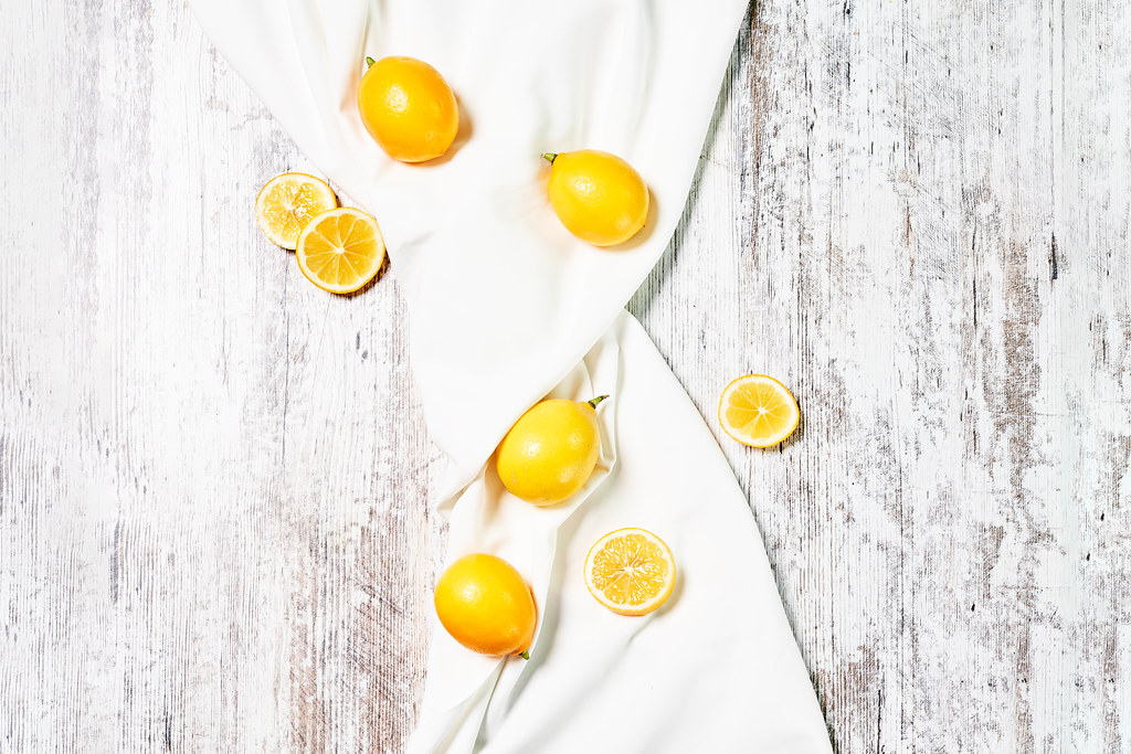 Lemons on bright background