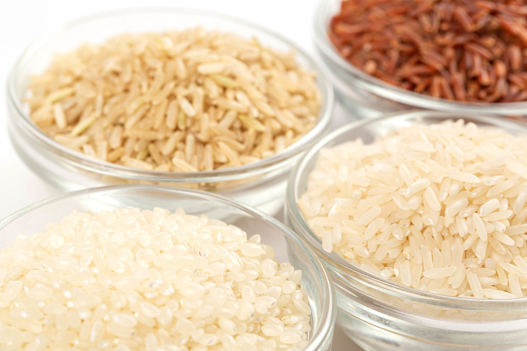 Long rice, round rice, unpolished and brown rice varieties