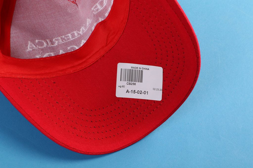 Make America Great Again Hat with Made in China sticker