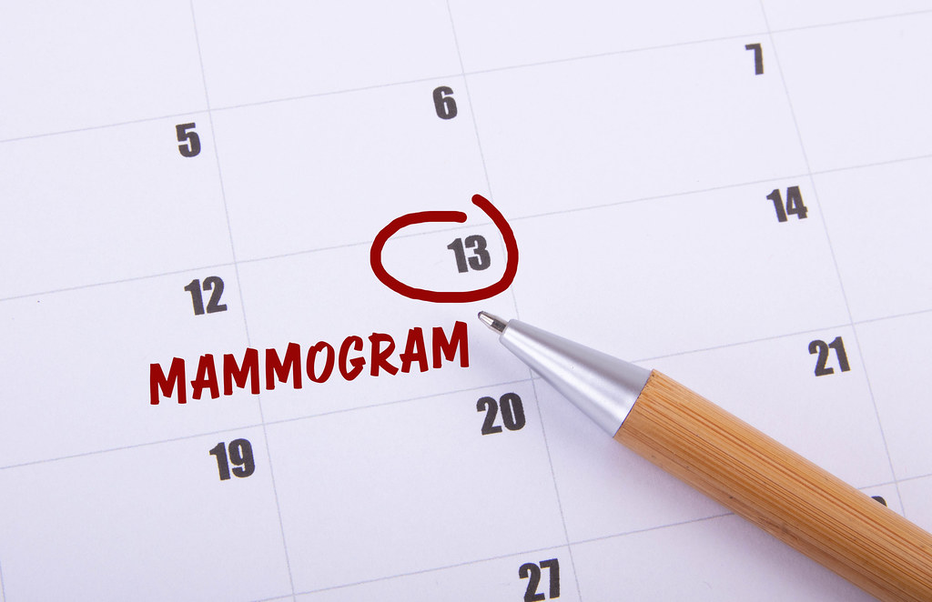 Mammogram date marked on the calendar